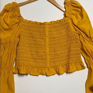 Lost and Wander ruched top in Marigold